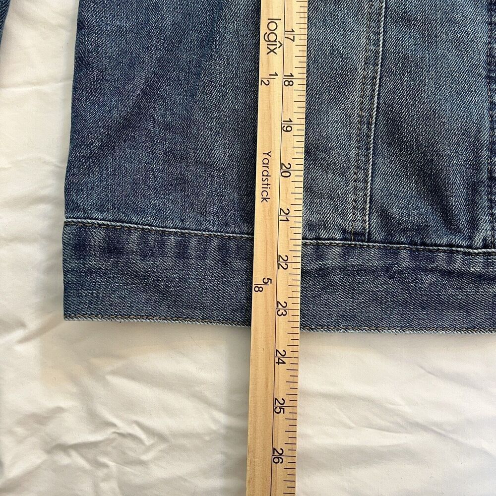 Denim Jacket Faux Fur Collar Working Title Women’s Size Large - Picture 5 of 8